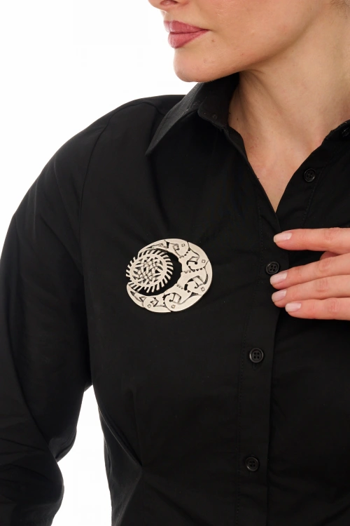 Kiraz Silver Plated Moon Brooch