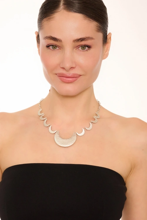 Kiraz Silver Plated Moon Necklace