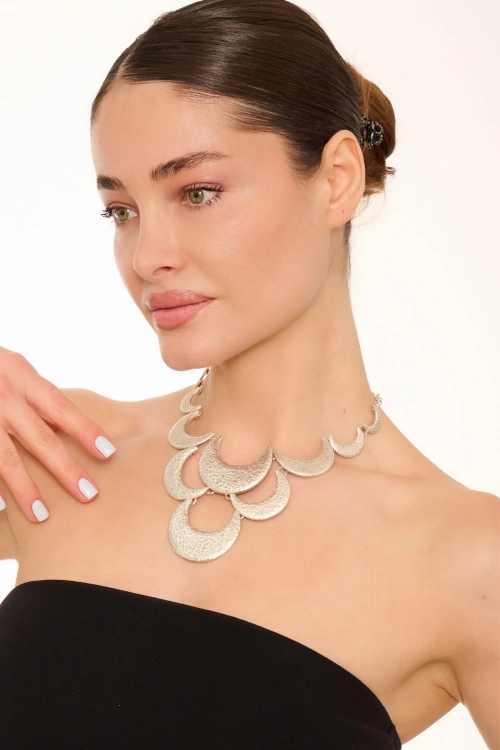 Kiraz Silver Plated Moon Necklace