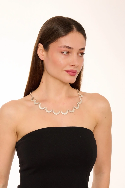 Kiraz Silver Plated Moon Necklace