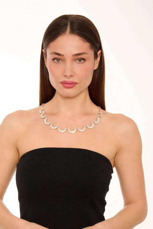 Kiraz Silver Plated Moon Necklace