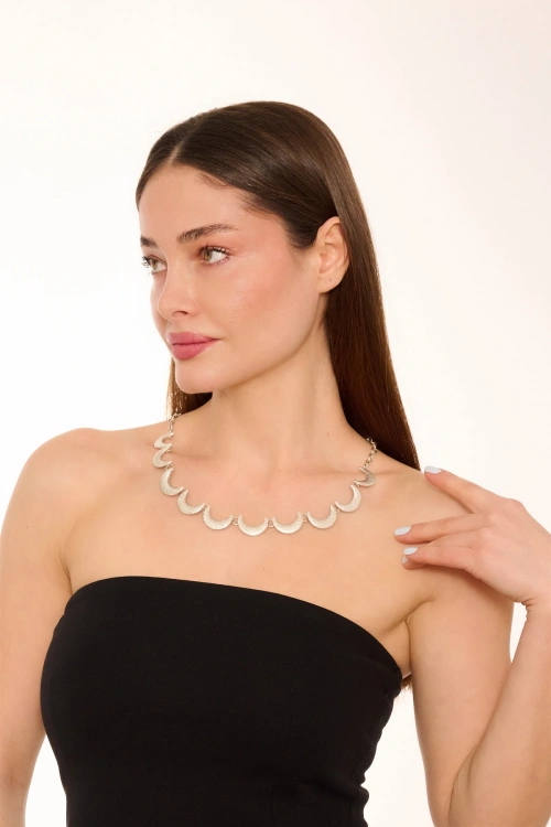 Kiraz Silver Plated Moon Necklace