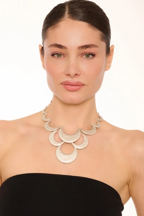 Kiraz Silver Plated Moon Necklace