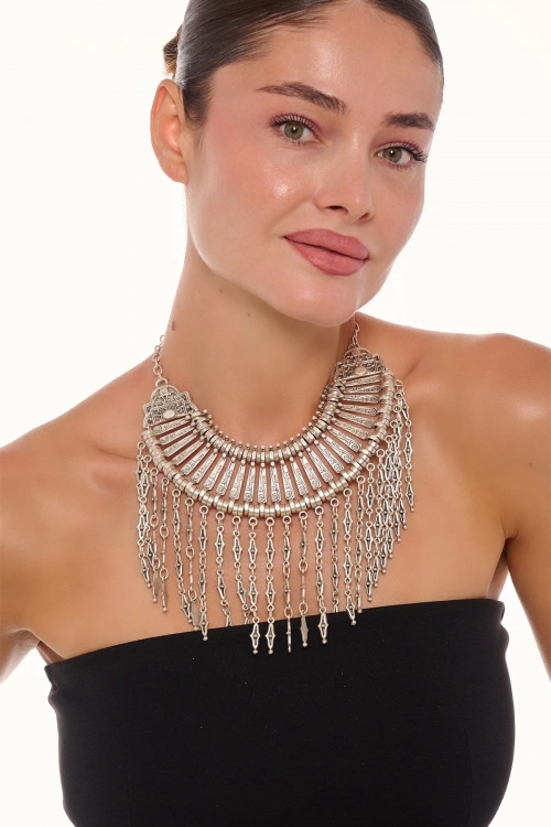 Kiraz Cleopatra Silver Plated Necklace