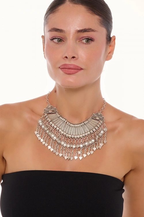 Kiraz Cleopatra Silver Plated Necklace
