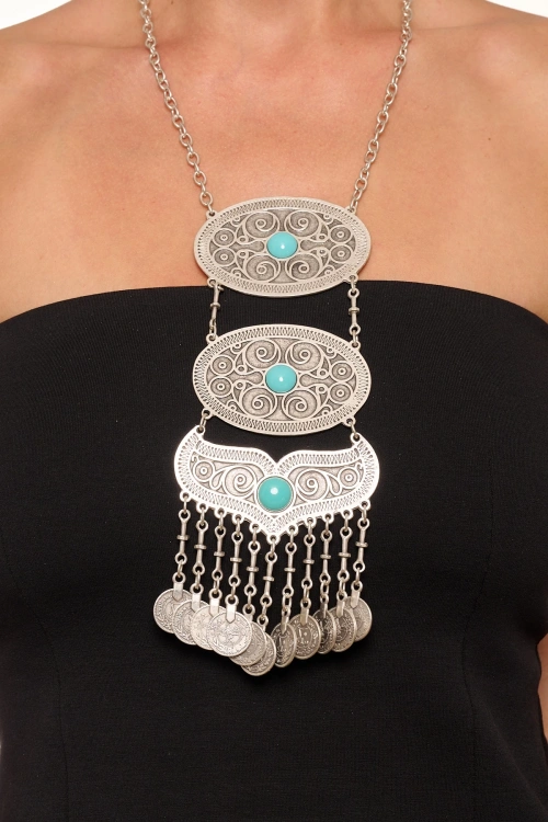 Kiraz Turquoise Stoned Silver Plated Necklace