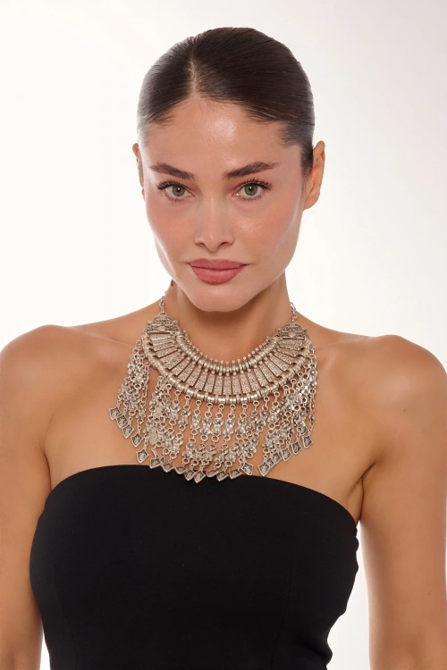 Kiraz Cleopatra Silver Plated Necklace