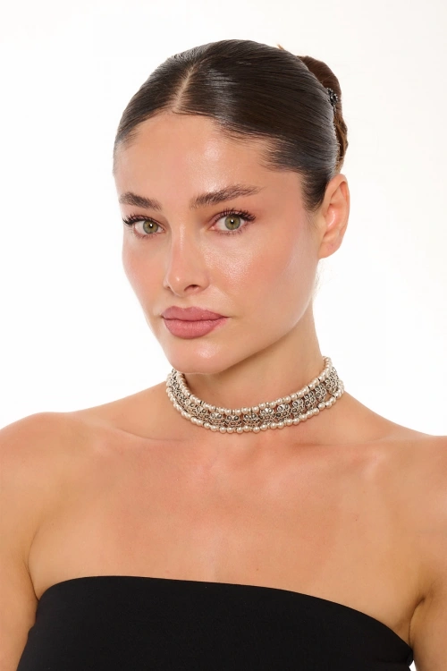 Kiraz Silver Plated Choker Necklace