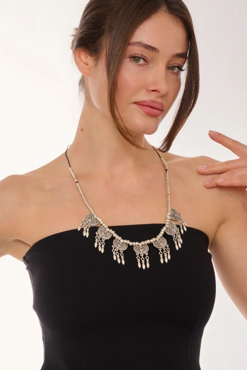 Kiraz Leather Silver Plated Necklace