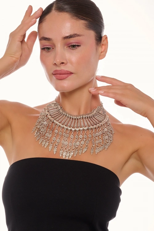 Kiraz Cleopatra Silver Plated Necklace