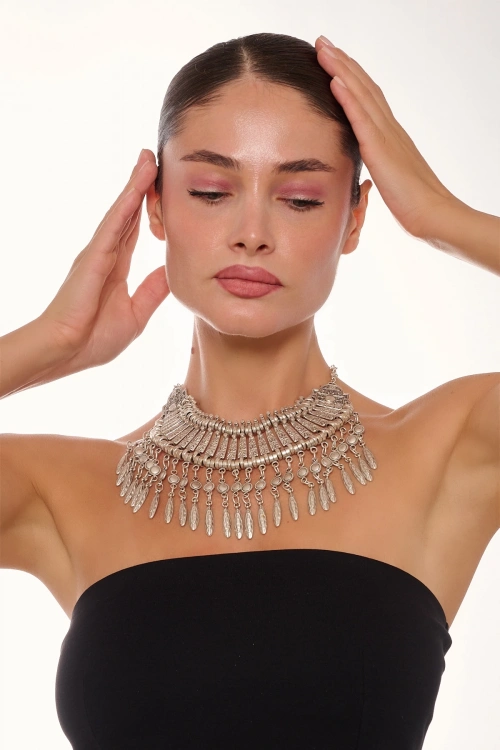 Kiraz Cleopatra Silver Plated Necklace