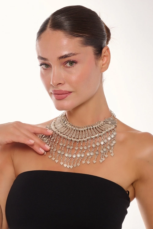 Kiraz Cleopatra Silver Plated Necklace
