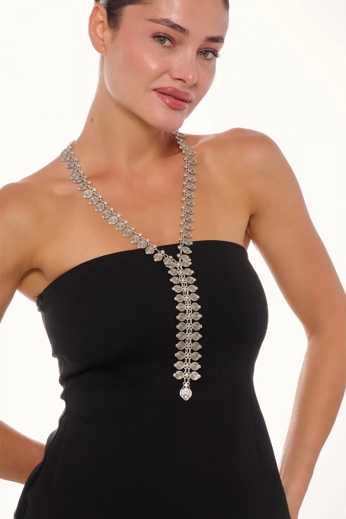 Kiraz Tie Silver Plated Necklace
