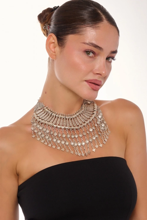 Kiraz Cleopatra Silver Plated Necklace