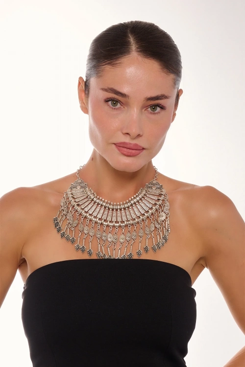 Kiraz Cleopatra Silver Plated Necklace
