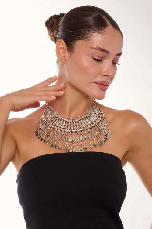 Kiraz Cleopatra Silver Plated Necklace