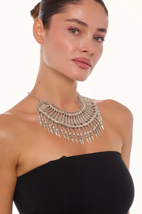Kiraz Cleopatra Silver Plated Necklace