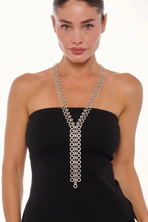 Kiraz Tie Silver Plated Necklace