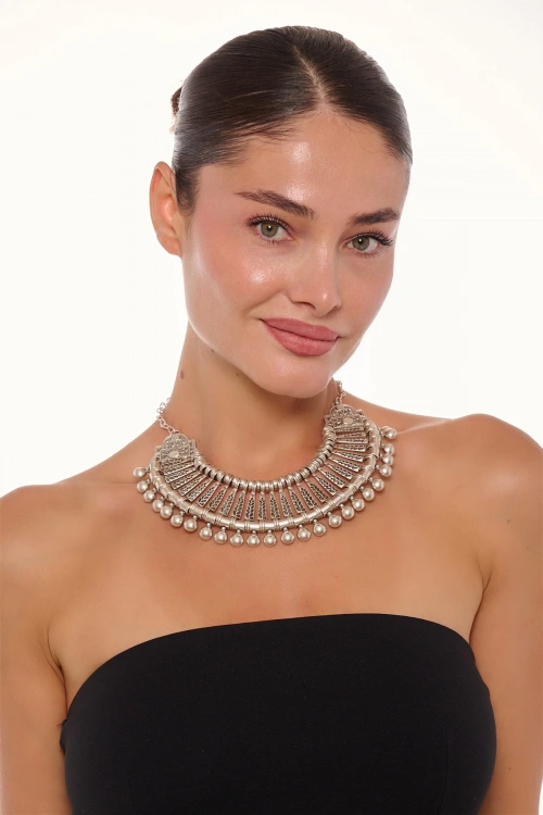 Kiraz Cleopatra Silver Plated Necklace