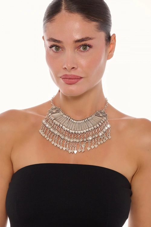 Kiraz Cleopatra Silver Plated Necklace