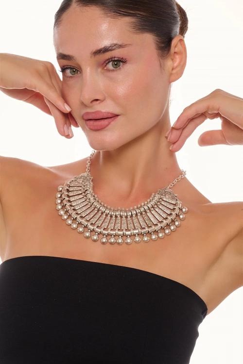 Kiraz Cleopatra Silver Plated Necklace