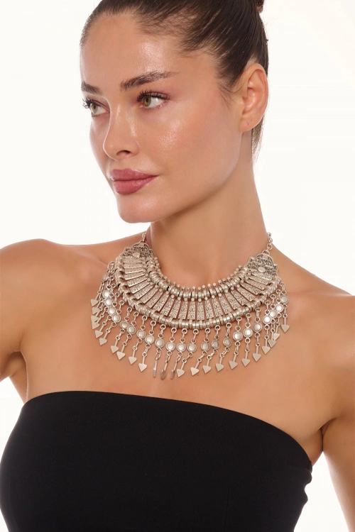 Kiraz Cleopatra Silver Plated Necklace