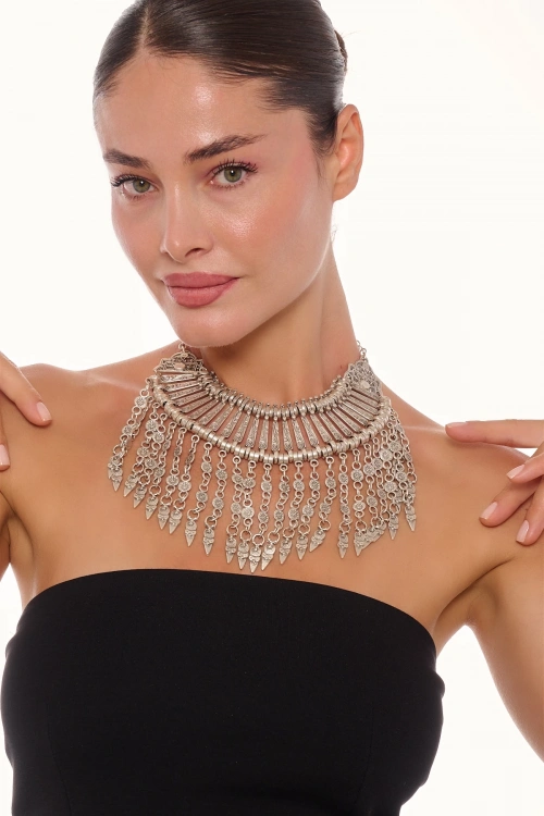 Kiraz Cleopatra Silver Plated Necklace