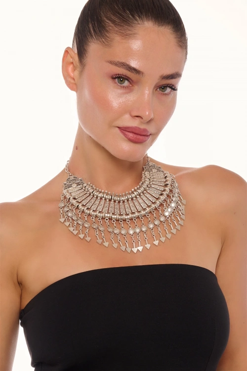 Kiraz Cleopatra Silver Plated Necklace