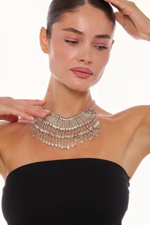 Kiraz Cleopatra Silver Plated Necklace