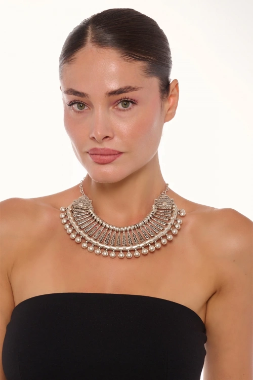 Kiraz Cleopatra Silver Plated Necklace