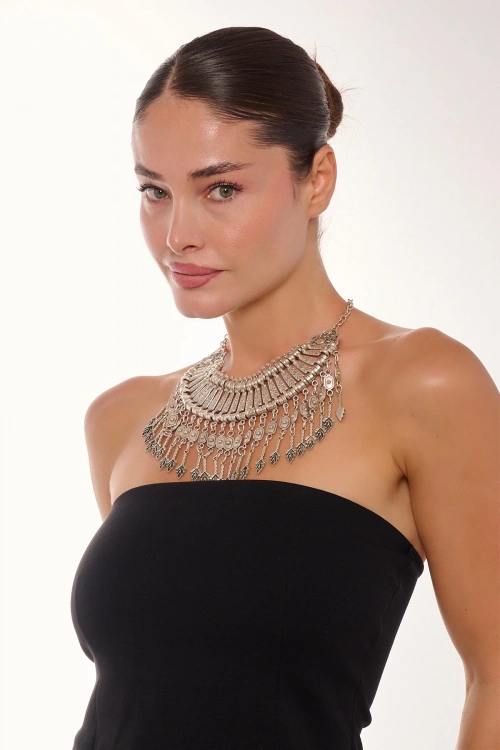 Kiraz Cleopatra Silver Plated Necklace