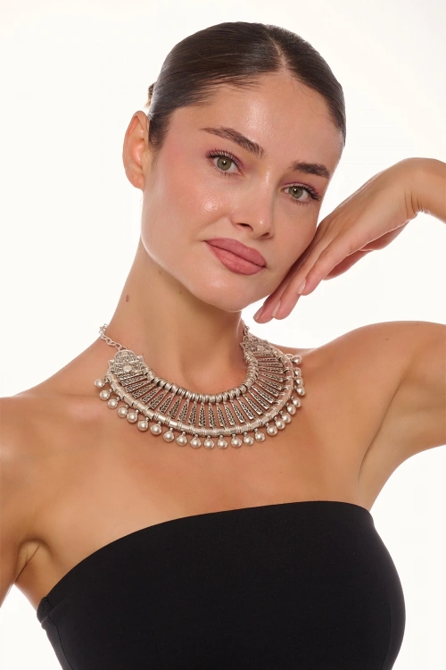 Kiraz Cleopatra Silver Plated Necklace