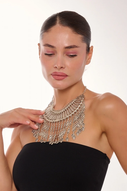 Kiraz Cleopatra Silver Plated Necklace