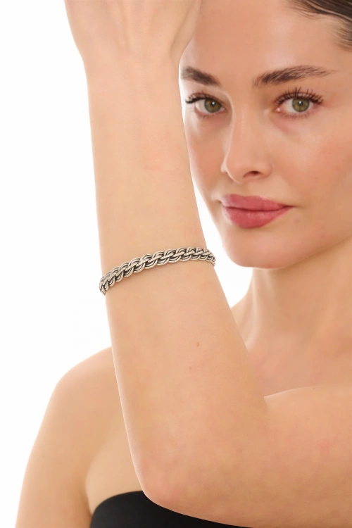 Kiraz Silver Plated Plait Bracelet