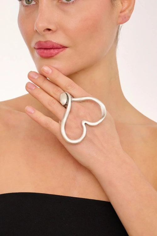 Kiraz Silver Plated Heart Ring