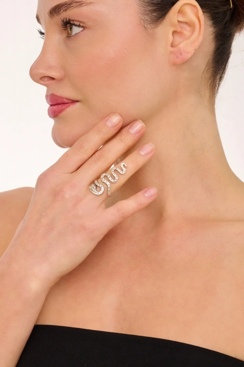 Kiraz Silver Plated Snake Ring