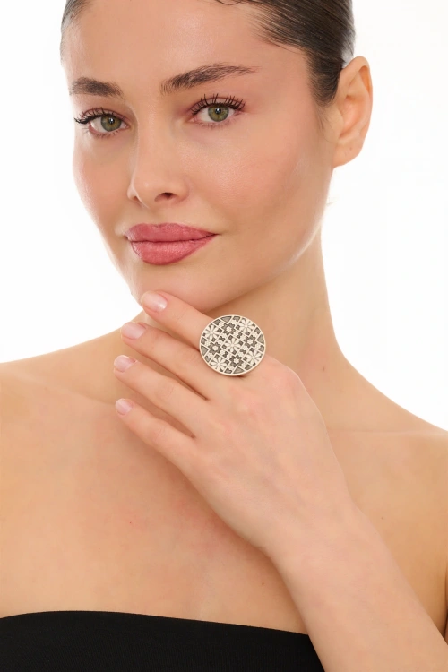 Kiraz Silver Plated Flower Ring