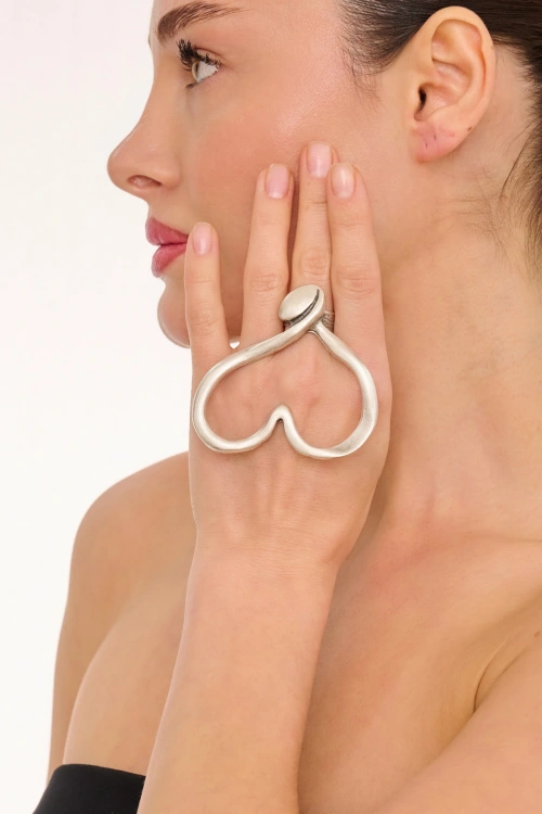 Kiraz Silver Plated Heart Ring