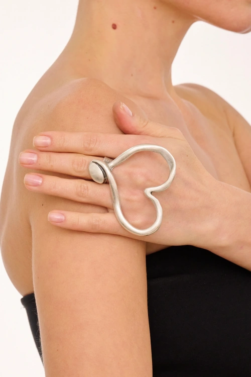 Kiraz Silver Plated Heart Ring