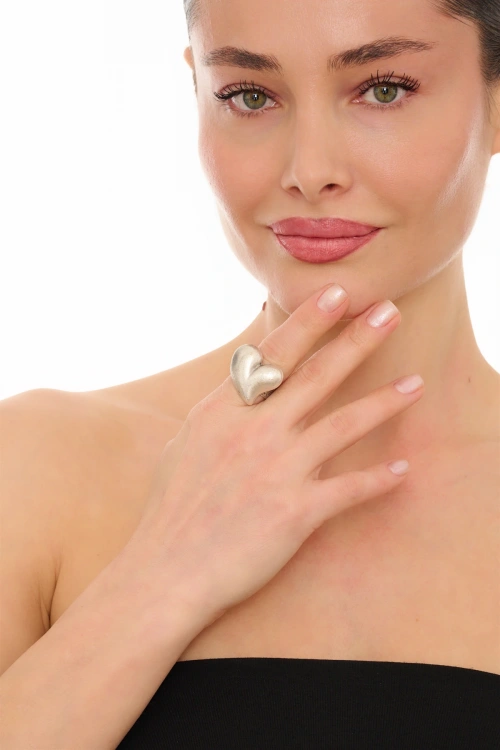 Kiraz Silver Plated Heart Ring