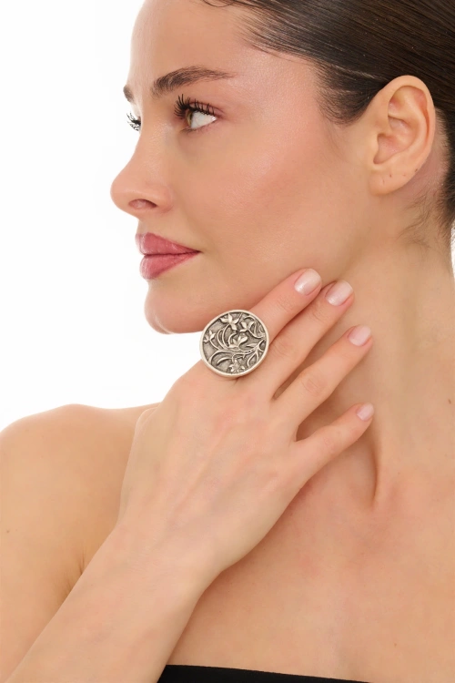 Kiraz Silver Plated Flower Ring