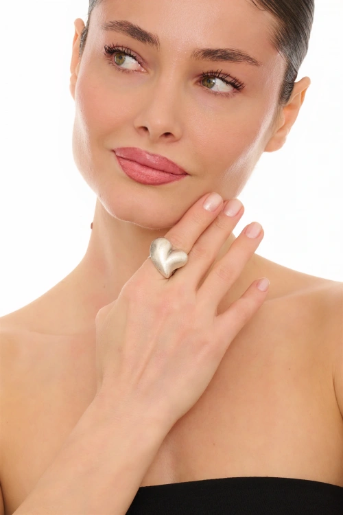 Kiraz Silver Plated Heart Ring