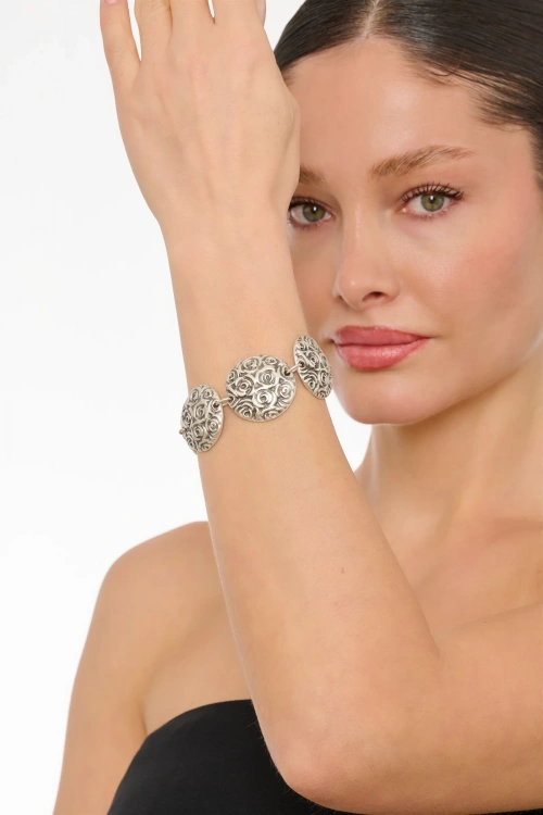 Kiraz Silver Plated Rose Bracelet