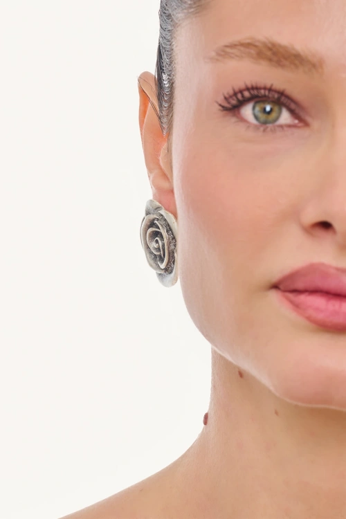 Kiraz Silver Plated Rose Earring