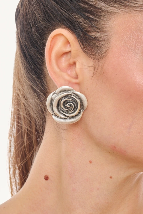 Kiraz Silver Plated Rose Earring