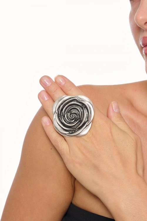 Kiraz Silver Plated Rose Ring