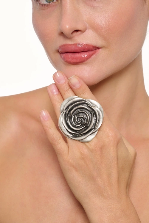 Kiraz Silver Plated Rose Ring