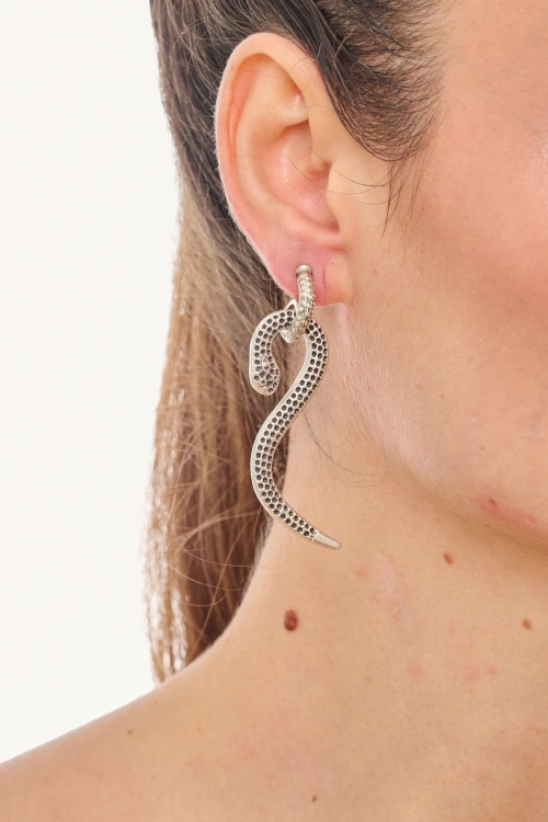 Kiraz Silver Plated Snake Earring