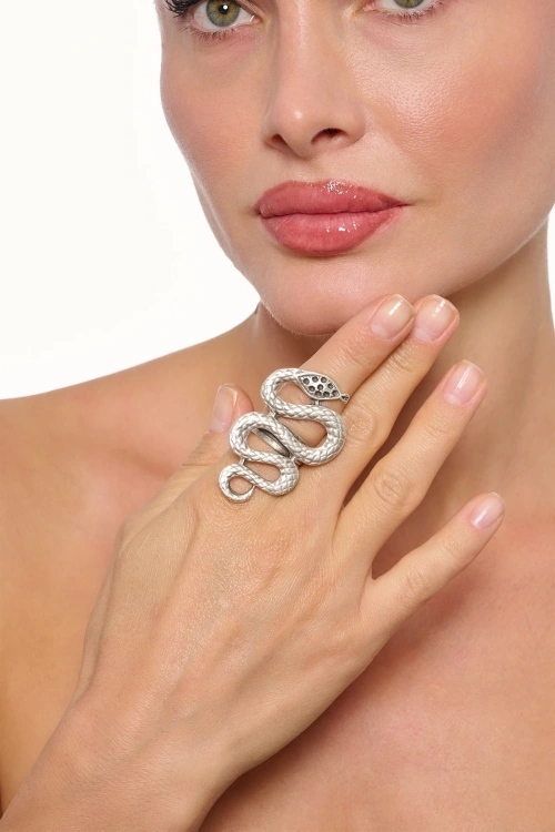 Kiraz Silver Plated Snake Ring