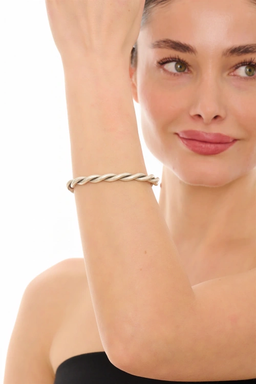 Kiraz Silver Plated Spiral Bracelet